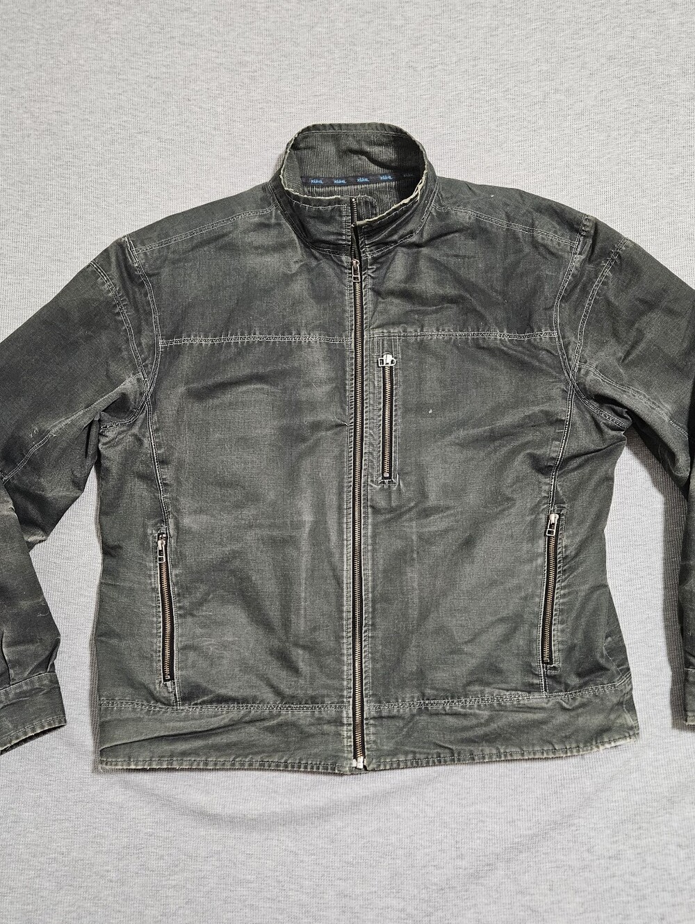 KÜHL burr  jacket Size XXL. vintage Double Patina Dye green grey distressed Mens
